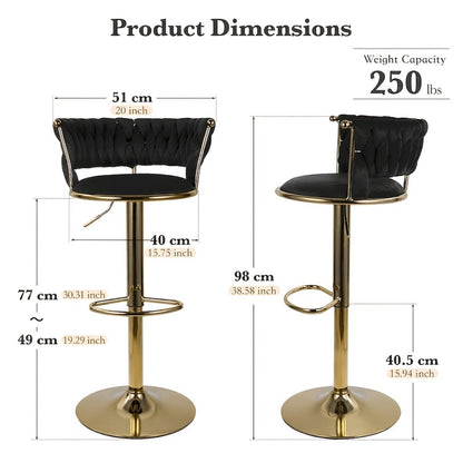 2-Piece Set Velvet Bar Stool with Adjustable Height for Kitchen detail image - detail view 4