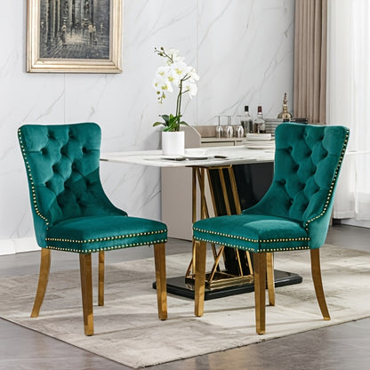 2-Piece Set Velvet Upholstered Dining Chairs with Solid Wood Construction for Kitchen detail image - detail view 11