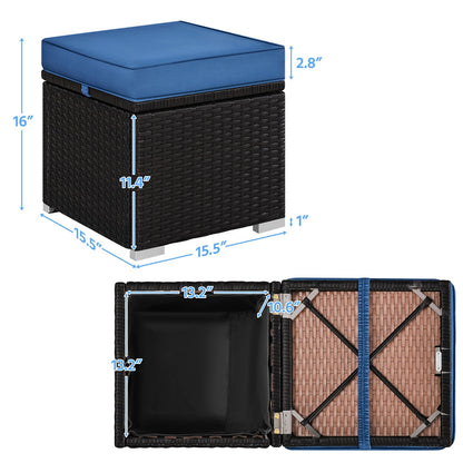 2-Piece Set Wicker Outdoor Ottoman with Hidden Storage and Removable Cushions detail image - detail view 10