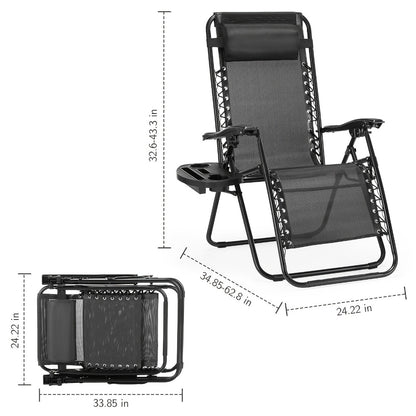 2-Piece Set Zero-Gravity Outdoor Lounge Chair with Cup Holder detail image - detail view 9
