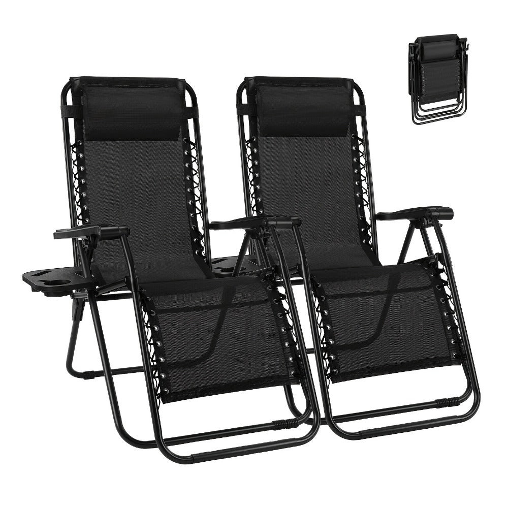 2-Piece Set Zero-Gravity Zero Gravity Chair with Adjustable Headrest for Patio detail image - detail view 3
