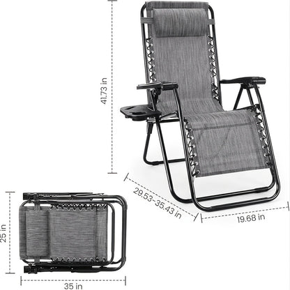 2-Piece Set Zero-Gravity Zero Gravity Chair with Adjustable Headrest for Patio detail image - detail view 4