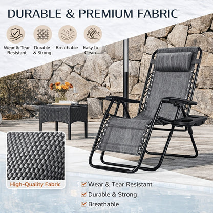 2-Piece Set Zero-Gravity Zero Gravity Chair with Adjustable Headrest for Patio detail image - detail view 7