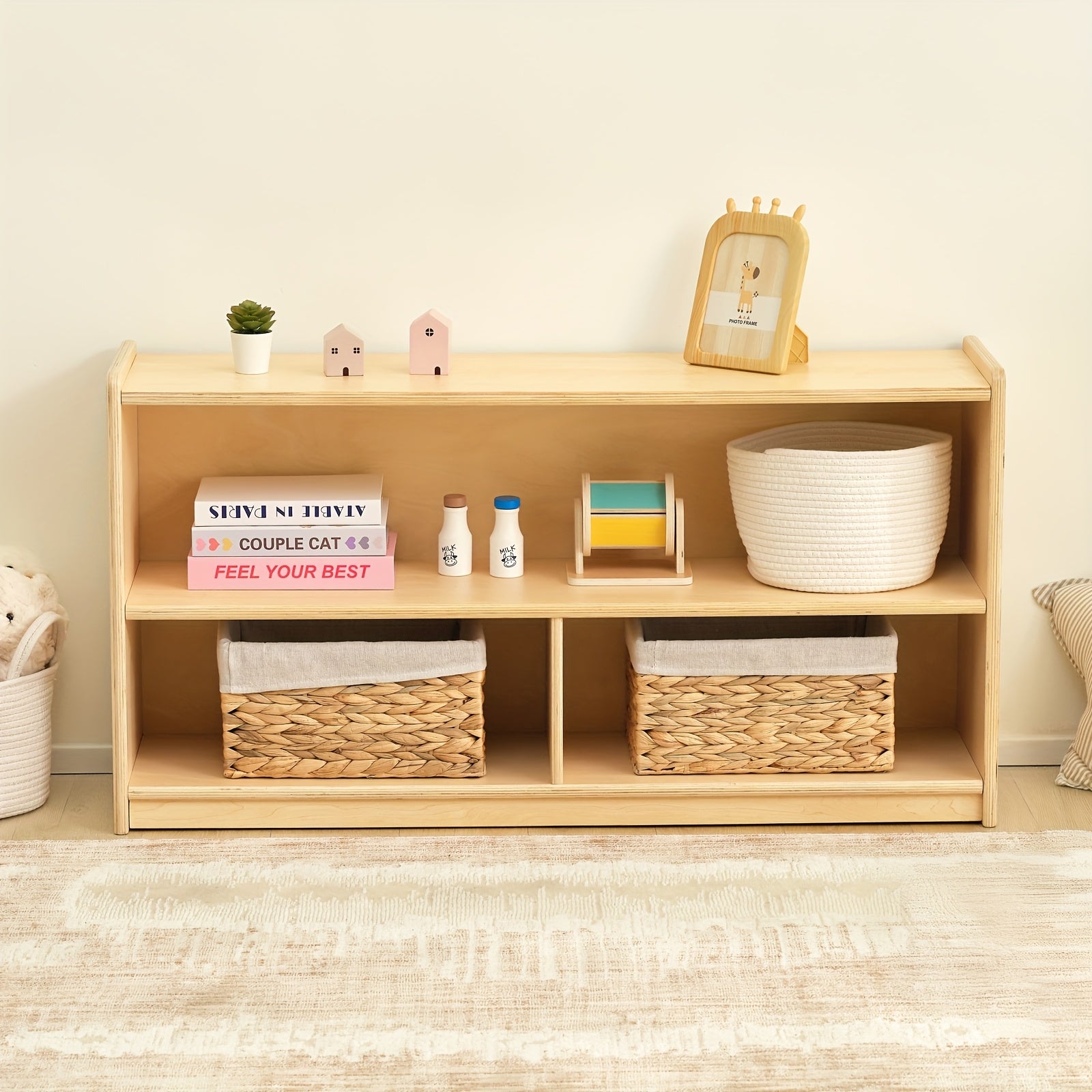 Kids Bookshelf shown in the 3-grid cabinet option