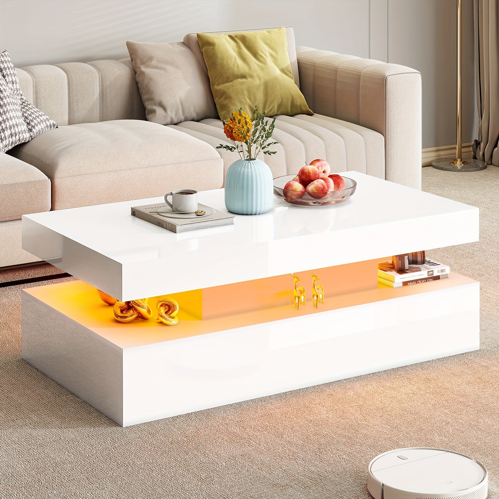 Coffee Table shown in the White, 40in option