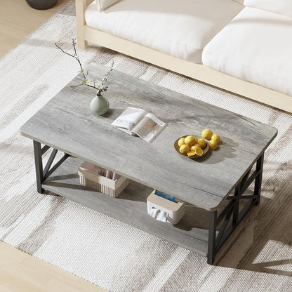 2-Tier Faux Marble Coffee Table with Multiple Color Options, Living Room Center Table detail image - detail view 11