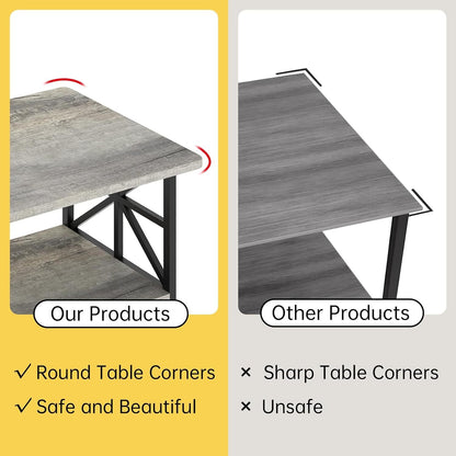 2-Tier Faux Marble Coffee Table with Multiple Color Options, Living Room Center Table detail image - detail view 15