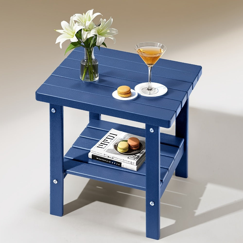 2-Tier HDPE Outdoor Side Table with Weather-Resistant Finish for Patio detail image - detail view 10