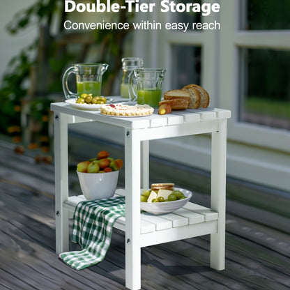 2-Tier HDPE Outdoor Side Table with Weather-Resistant Finish for Patio detail image - detail view 11