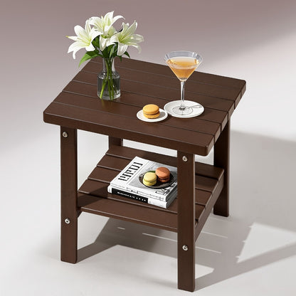 2-Tier HDPE Outdoor Side Table with Weather-Resistant Finish for Patio detail image - detail view 8