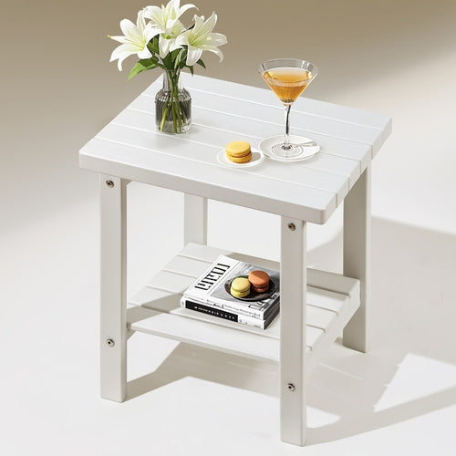 Outdoor Side Table, 2-Tier HDPE Adirondack Square Side Table 17" - Weather Resistant shown in the main product view