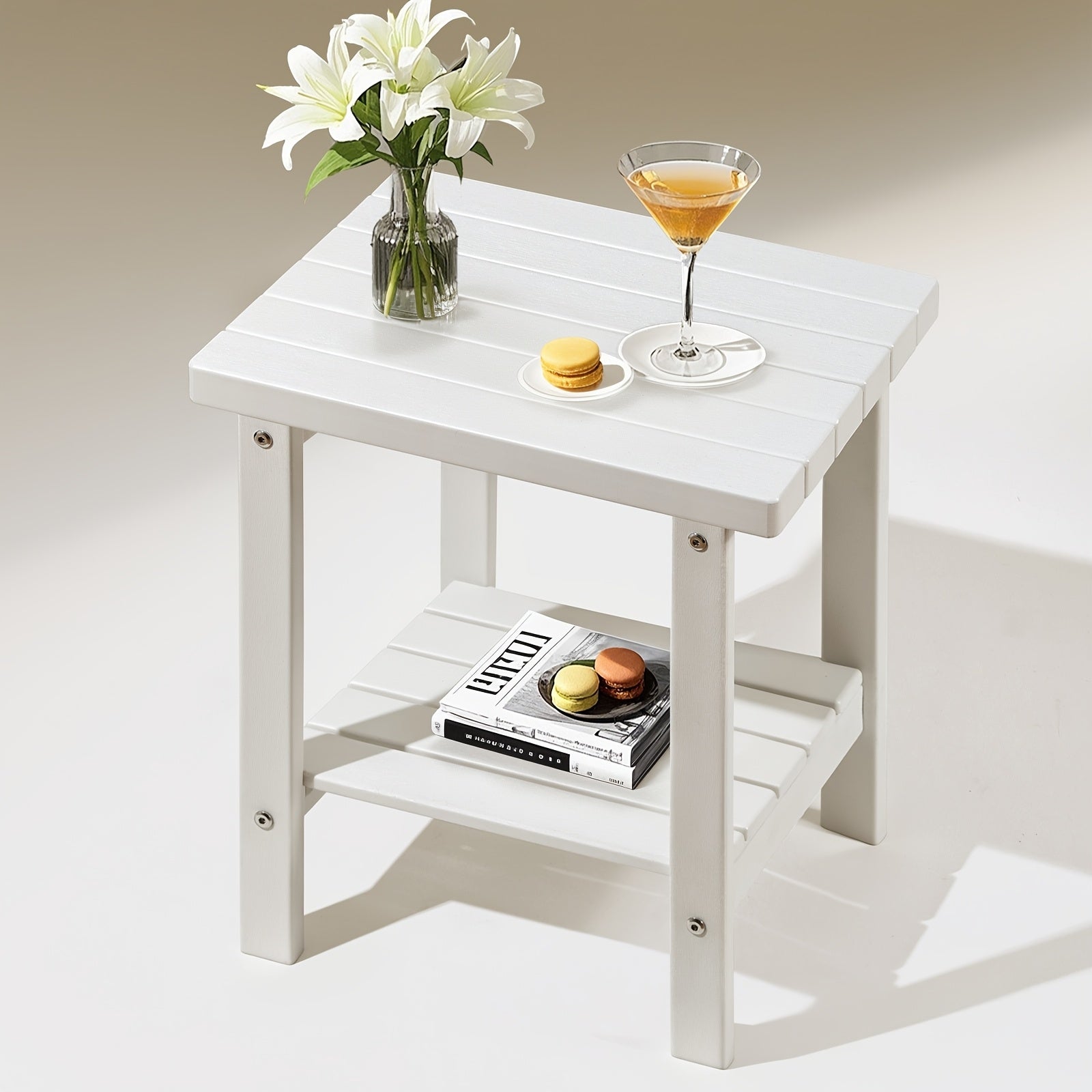 Outdoor Side Table shown in the White option