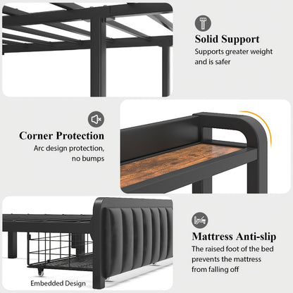 2-Tier Metal Bed Frame, Mattress Support Frame for Bedroom Comfort and Support detail image - detail view 15