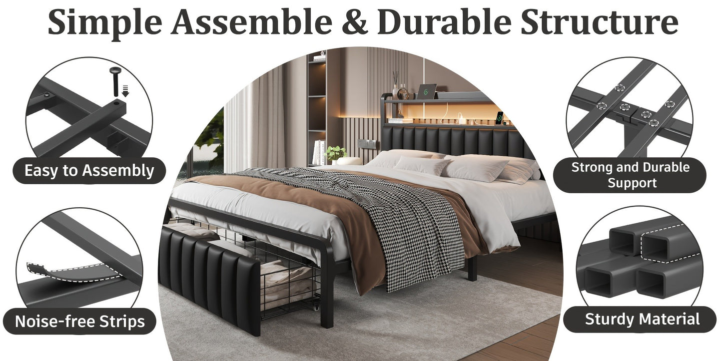 2-Tier Metal Bed Frame, Mattress Support Frame for Bedroom Comfort and Support detail image - detail view 17