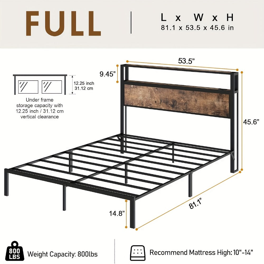 2-Tier Metal Bed Frame with LED Lighting and No Box Spring Needed detail image - detail view 6