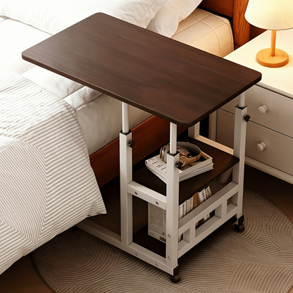 Bedside Table shown in the 4-wheel walnut color option