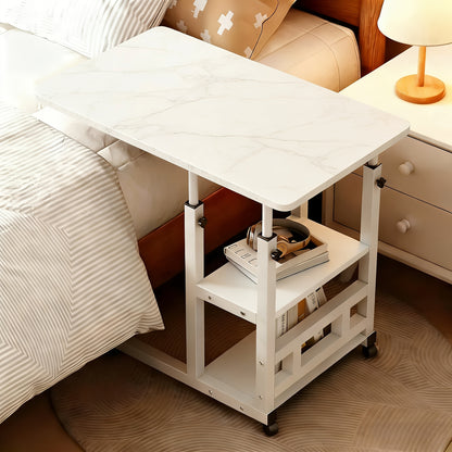 Bedside Table shown in the 4-wheel white stone pattern option