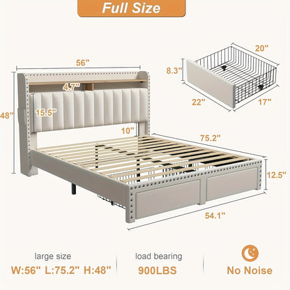 Bed Frame shown in the Beige, Full option