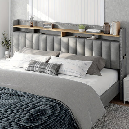2-Tier Upholstered Bed Frame with Storage Drawers and No Box Spring Needed detail image - detail view 19