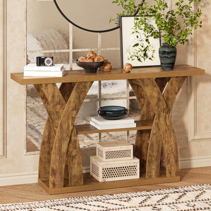 2-Tier Wood Console Table, Narrow Entryway Table for Work, Display, and Everyday Use detail image - detail view 5