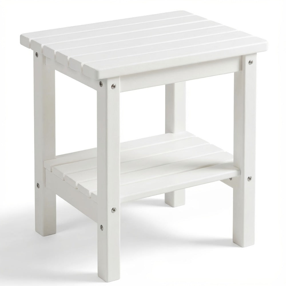 2-Tier Wood Outdoor Side Table, Outdoor Accent Table for Patio detail image - detail view 11