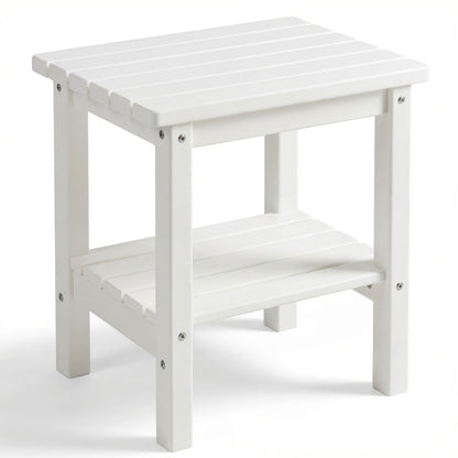 2-Tier Wood Outdoor Side Table, Outdoor Accent Table for Patio detail image - detail view 11