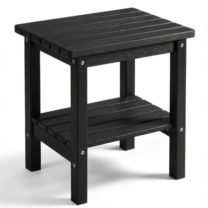 2-Tier Wood Outdoor Side Table, Outdoor Accent Table for Patio detail image - detail view 3
