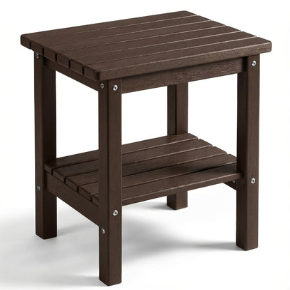 2-Tier Wood Outdoor Side Table, Outdoor Accent Table for Patio detail image - detail view 5