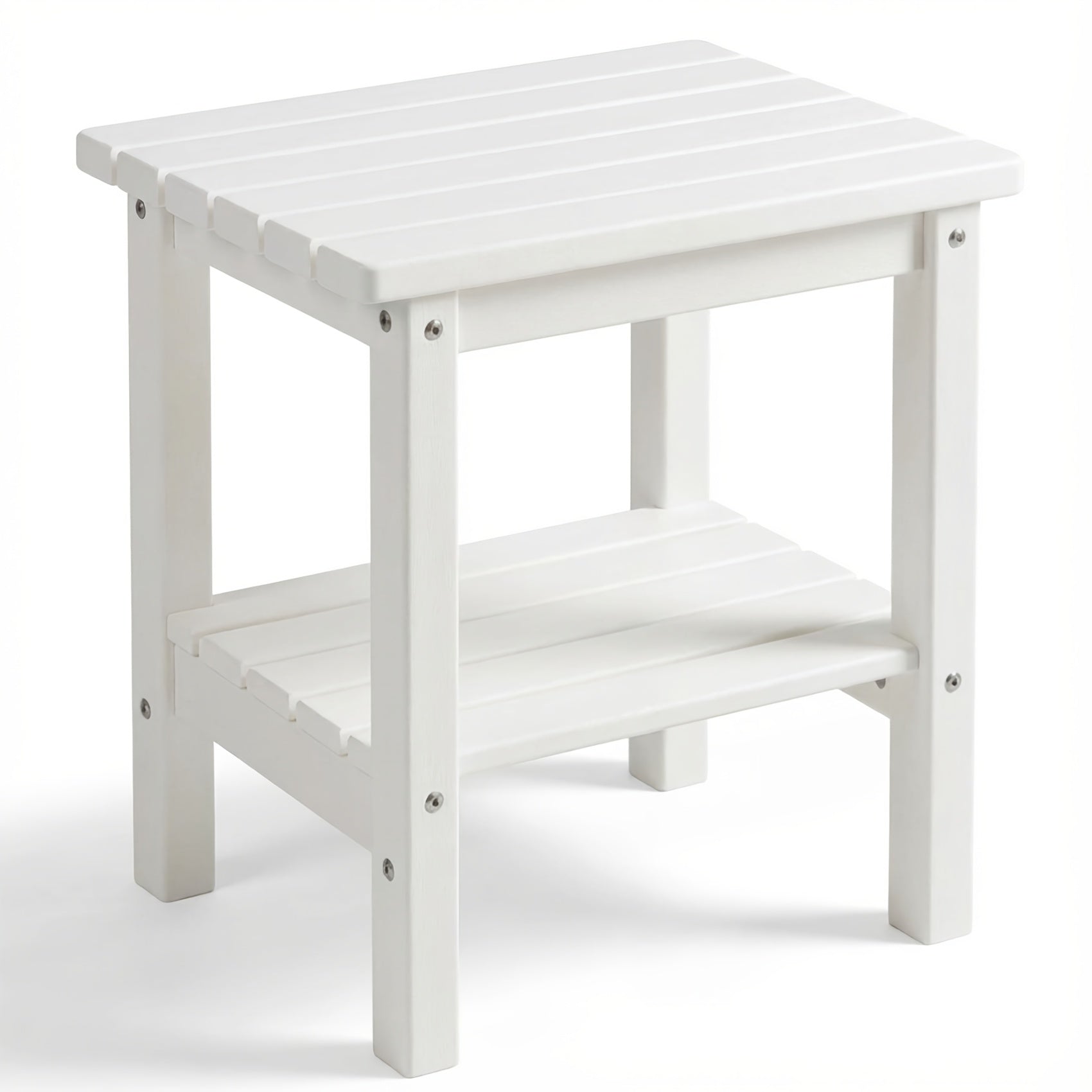 Outdoor Side Table shown in the White- 05, HDPE End Table option