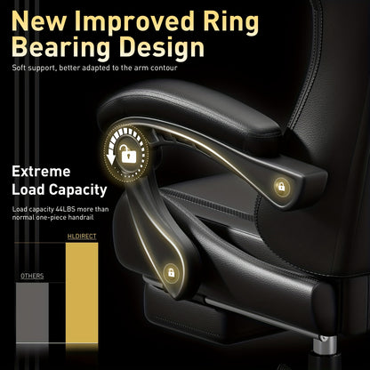 Chair Designed for Gaming Featuring Pocket Spring Cushioning, Suitable for Video Games, Ergonomic with Massage Lumbar Support for Adults, And a Swivel Faux Leather Office Chair