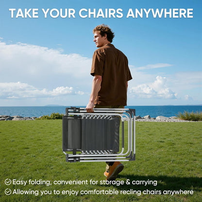 [Indoor/Outdoor Recliner] Zero Gravity Recliner, Foldable Headrests, Recliner With Cup Holder Tray And Detachable Cushion, Indoor/Outdoor Foldable Recliner, Black/Gray