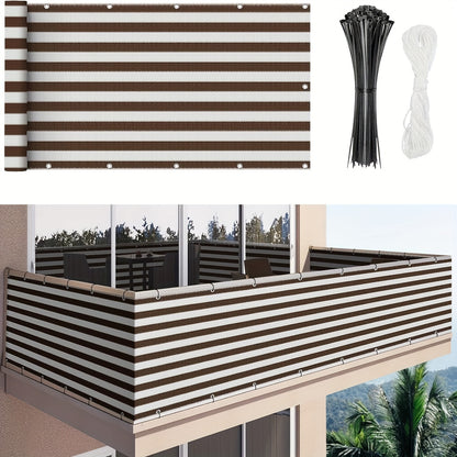 3*16ft, Balcony Privacy Screen Fence Cover Net, Fencing Mesh Shade Net, Windproof Sun Shade, Outdoor Protection Fencing Net, Balcony Mesh Net for Patio, Fence, Backyard, Porch(Black Brown Green Gray Sand White Blue)
