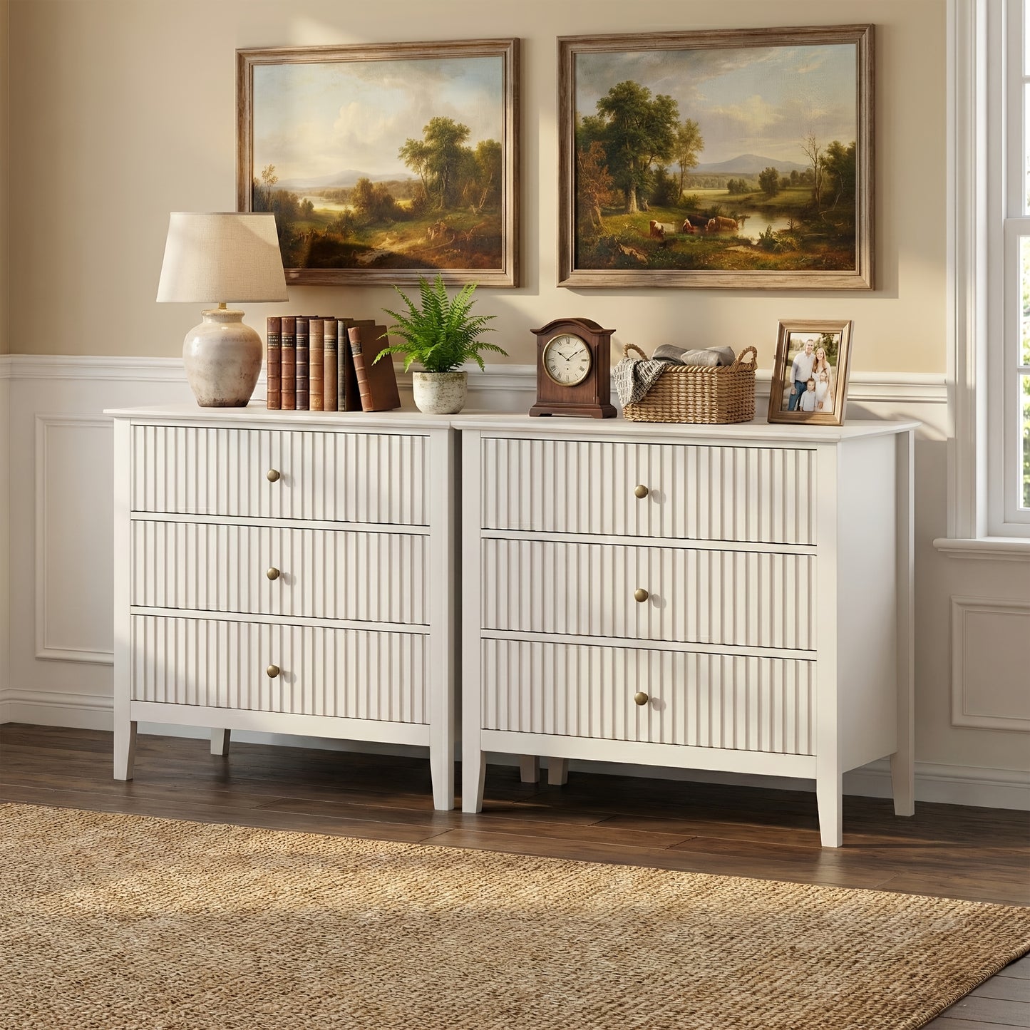 Nightstands 2pcs/1pc, Fluted Design Wooden Dressers with Ample Storage, 30-Inch Modern Painted Chest for Bedroom, Living Room, And Entryway