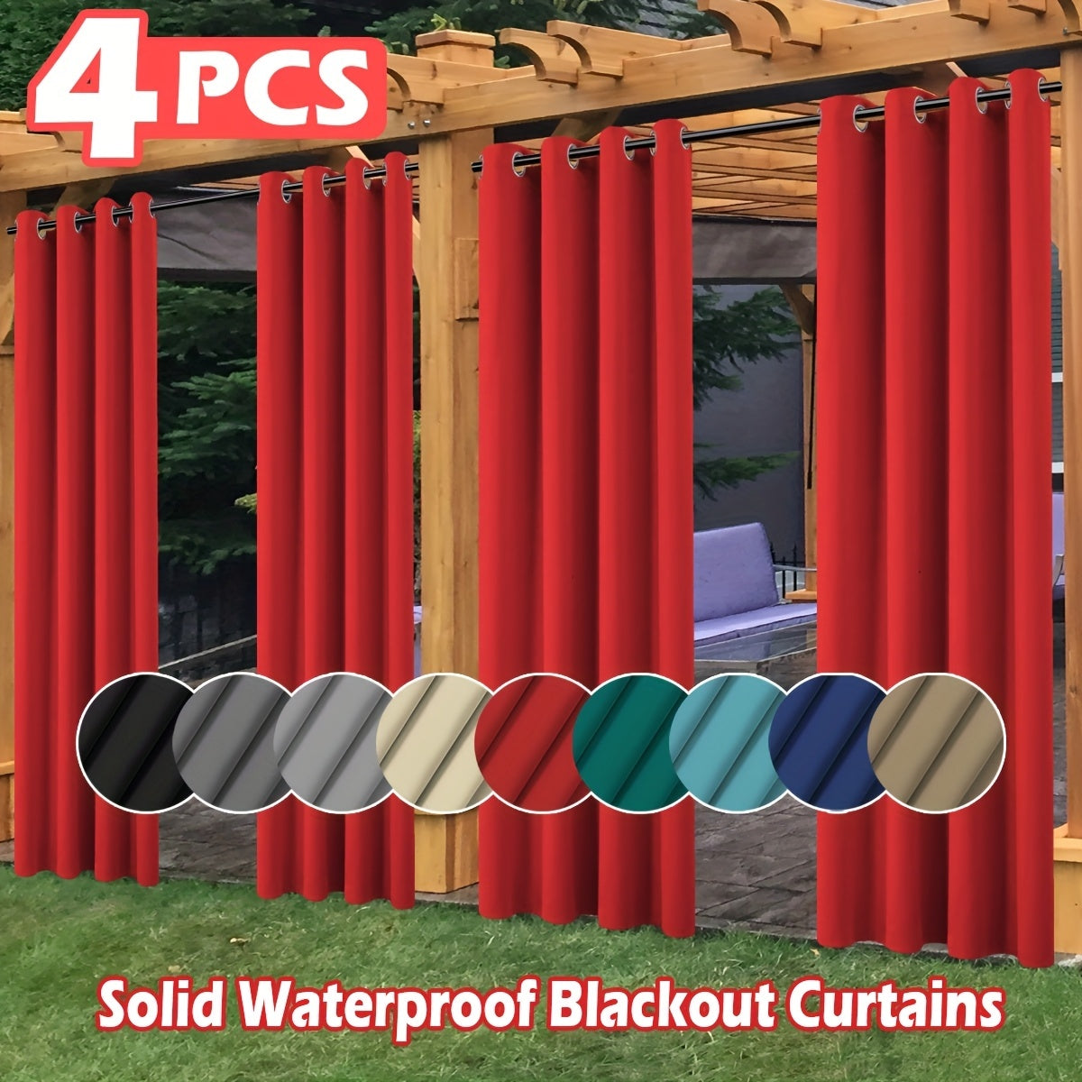 4pcs Set of High-quality Waterproof Outdoor Heat-insulating Sunshade Screens - with Sun Protection, Ring Hole Top Design, Heat Preservation and Windproof Functions, Suitable for Patio, Porch, and Pergola Decoration - Easy to Install and Maintenanc