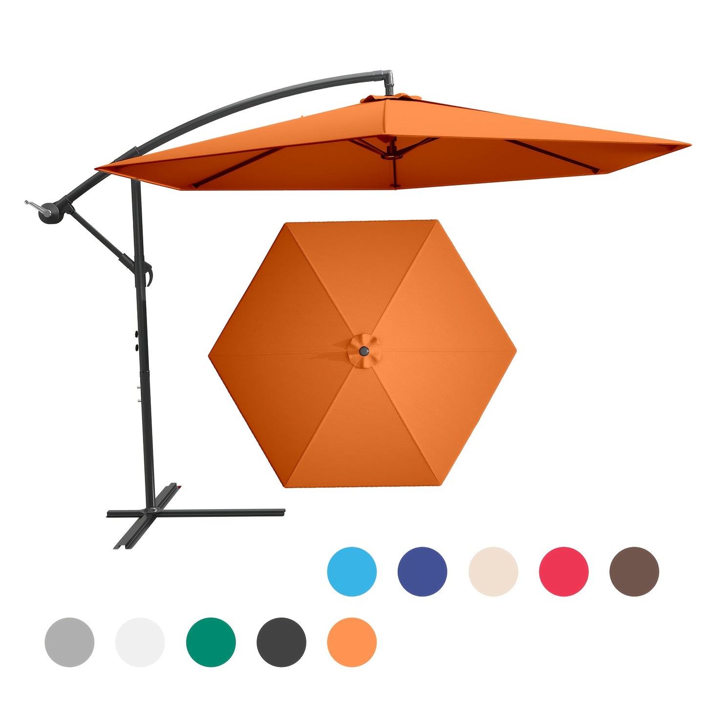 [UV Resistant Umbrella] Gunji 10ft Large Outdoor Patio Umbrella Market Table Umbrella-UV Resistant, Easy Push Button Tilt And Crank, 8 Sturdy Fiberglass Ribs Heavy-Duty Pool Umbrella for Deck, Backyard, Garden, Yard