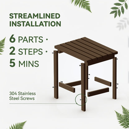 Adirondack Square Side Table HDPE Weather Resistant Outdoor End Table for Patio Backyard Pool Beach Easy Maintenance 5 Colors