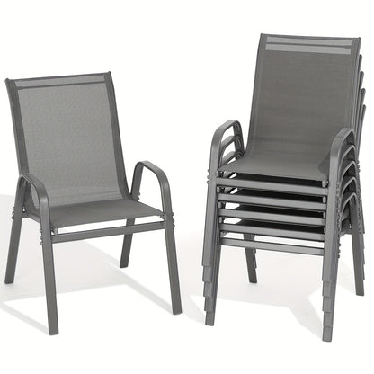 2/4/6pcs Outdoor Chairs Set, Comfortable All-Season Textilene Metal Outdoor Chairs Set, Quickly Install Patio Dining Chairs with Widen Seat And High Back, Outdoor Table Chairs with Sturdy Metal Frame for Deck, Pool, Father's Day Gifts