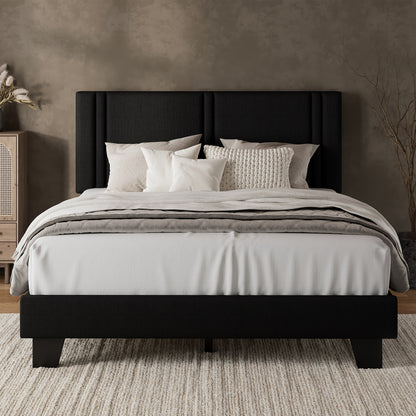 Bed Frame shown in the Balck-Full, Striped option