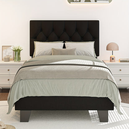 Bed Frame shown in the Balck-Twin, Button Tufted option