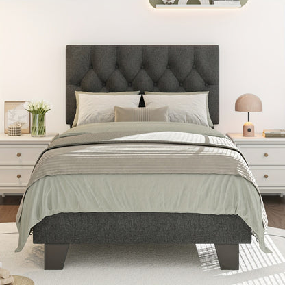 21-Inch Solid Wood Bed Frame with Tufted Back and No Box Spring Needed for Bedroom detail image - detail view 14