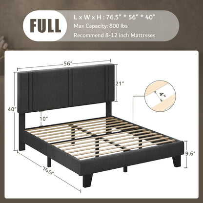 21-Inch Solid Wood Bed Frame with Tufted Back and No Box Spring Needed for Bedroom detail image - detail view 5