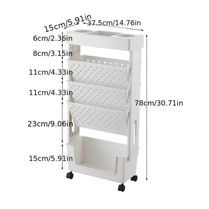 Mobile Multi-Tier Bookshelf Storage Unit for Organizing Student Materials Beside Desks at Home Or in Classrooms