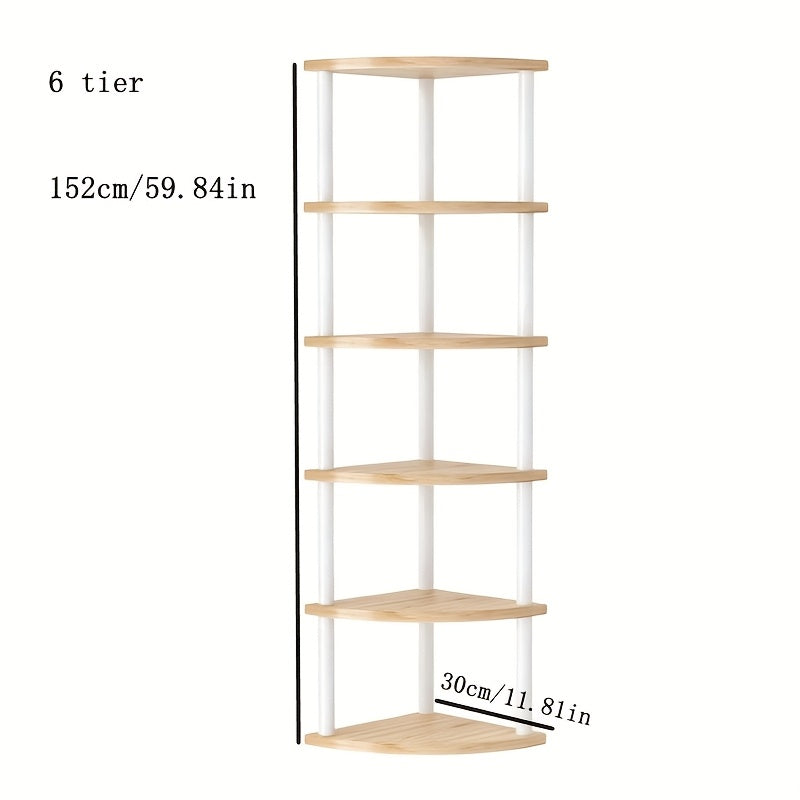 Corner Bookshelf 3/4/5/6 Tier Iron Shelving Unit, Freestanding Corner Storage Shelf for Living Room Bedroom Office, Modern Minimalist Heavy-Duty Space-Saving Decorative Corner Rack