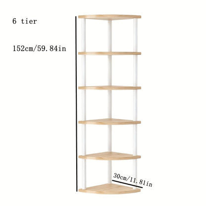 Corner Bookshelf 3/4/5/6 Tier Iron Shelving Unit, Freestanding Corner Storage Shelf for Living Room Bedroom Office, Modern Minimalist Heavy-Duty Space-Saving Decorative Corner Rack