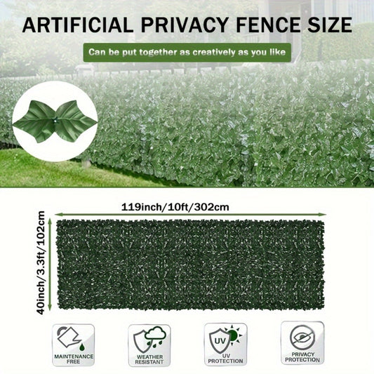 [For Outdoor Home Garden] 119 X 40 Inch Artificial Ivy For Privacy Screen Realistic Faux Greenery Wall Panel For Outdoor Home Garden And Patio Decor Perfect For Privacy And Aesthetic Enhancement With Liquid Cleaning Brush