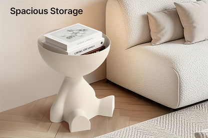 Modern Bear-Shaped Plastic Nightstand - Multifunctional, Easy Assembly, Sleek Design for Bedroom & Living Room Storage, Stack Bookshelf, Playful Design, Plastic Construction