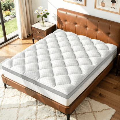 Upgraded Luxury Mattress Topper, Deep Pocket And Lace-Up Style Quilted Mattress Cover, Machine Washable Bed, Soft Cooling Mattress Protector, Pet Friendly Non-Slip Breathable Bedding, Fit Mattress Bedroom, Apartment, Guest Room, School Dormitory
