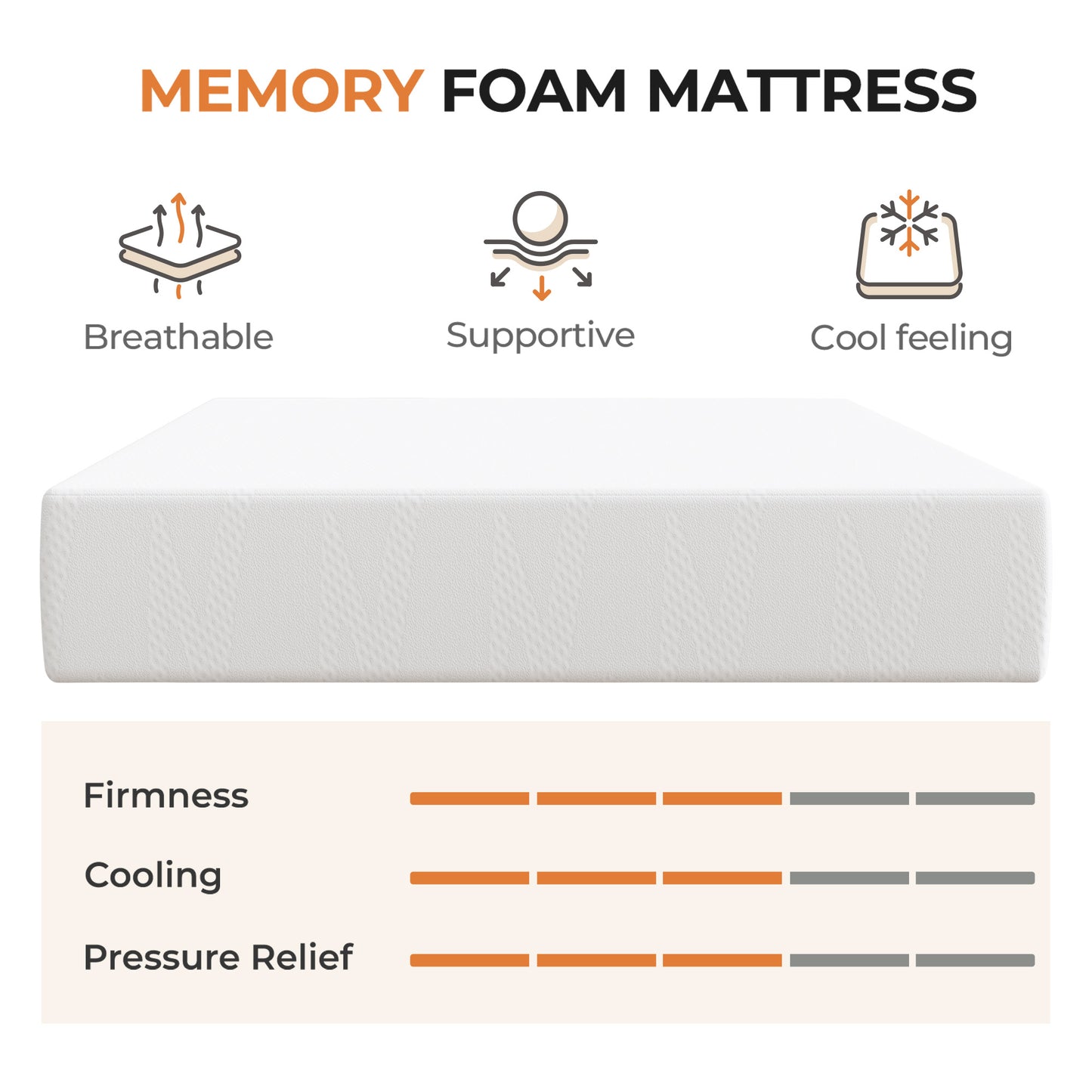 Novilla Bed Mattress, 6 10 12 Inch Twin Full Queen King Size Mattress with Gel Memory Foam for Cooling Night Sleep For Support Comfort