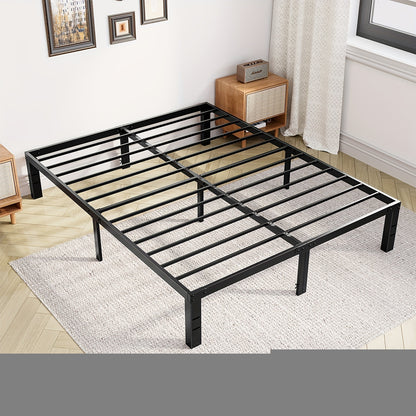 [Metal Platform Bed Frame] Bed Frame - 4 Size Platform Bed Frame Metal Mattress Foundation with Steel Slat Support, No Box Spring Needed, Storage Space Under Frame, Easy Assembly, Black