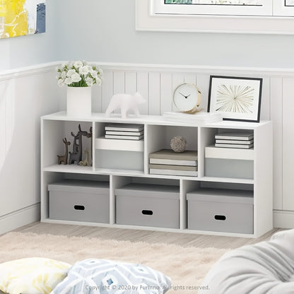 7-Cube Bookcase, Bookshelf, Storage Organizer, Multi-Purpose Shelving Unit for Books, Clothes,, Home Office, Living Room, Bedroom, Modern Design, Easy Assembly